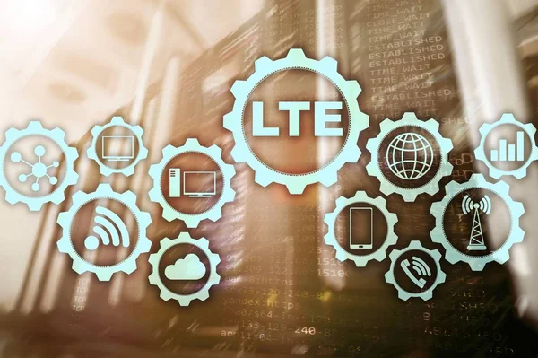 LTE, Wireless Business Internet and Virtual Reality Concept. Information Communication Technology on a server background.