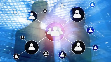 HR - insan kaynakları yönetimi kavramı bulanık iş merkezi zemin üzerine.