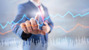Business Financial Trading Investment konsept grafik sanal ekran çift pozlama.