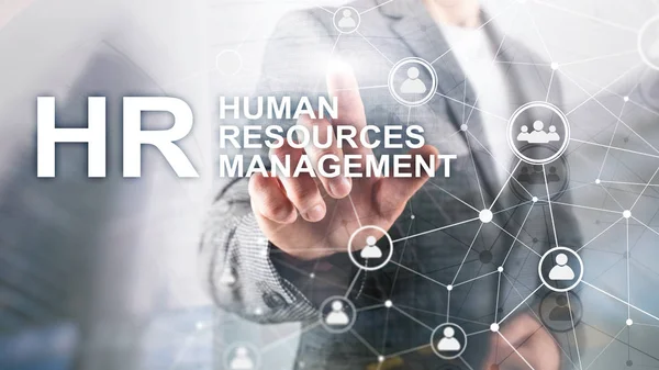 Управління людськими ресурсами, HR, Team Building та концепція вербування на розмитому фоні . — стокове фото