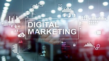 Çift Pozlama arka plan üzerinde dijital pazarlama kavramı.