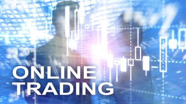 Online ticaret, Forex, yatırım kavramı bulanık iş merkezi zemin üzerine.