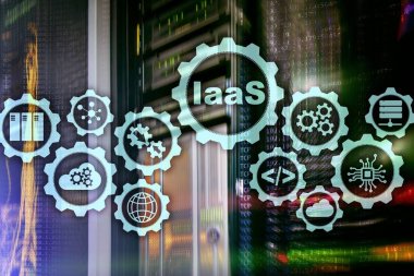 IaaS, Infrastructure as a Service. Online Internet and networking concept. Graph icons on a digital screen. clipart