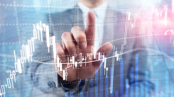 Devisenhandel Finanzmarkt Anlagekonzept Auf Business Center Hintergrund — Stockfoto