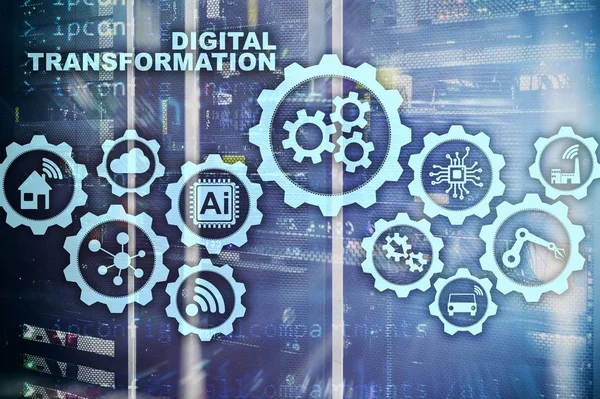 Digitális Átalakulás Technológiai Üzleti Folyamatok Digitalizálásának Koncepciója Adatközpont Háttere — Stock Fotó