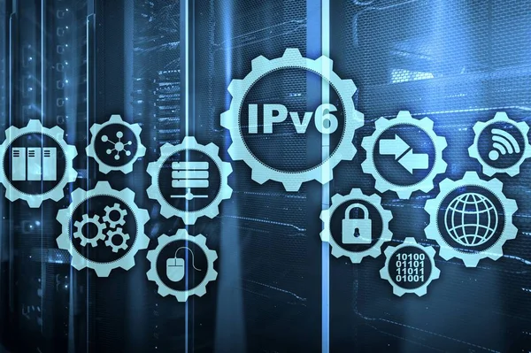 Sunucu Odası Arka Planında Ipv6 Nternet Protokolü Teknolojisi Nternet Kavramı — Stok fotoğraf