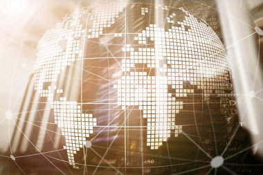 Telekomünikasyon ve internet teknoloji kavram olarak 3B dünya.