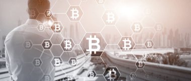 Bitcoin, sunucu Oda zemin üzerine Blockchain kavramı.