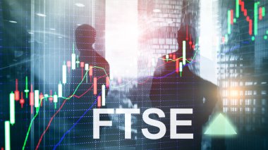 FTSE 100 Financial Times Borsa Endeksi Birleşik Krallık İngiltere Yatırım Ticareti konsepti grafikler ve grafiklerle.