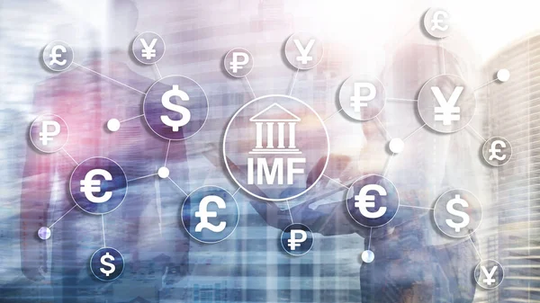 FMI Fondo monetario internacional Organización mundial de bancos. Concepto de negocio sobre fondo borroso — Foto de Stock