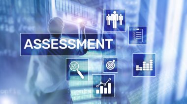 Assessment Evaluation Measure Analytics Analysis Business and Technology concept on blurred background. clipart