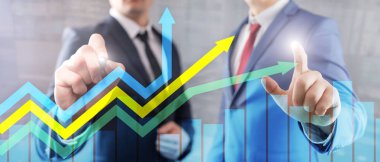 Finansal büyüme okları grafiği. Yatırım ve ticaret kavramı.