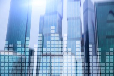 Mali grafik üzerinde bulanık gökdelen office arka plan.