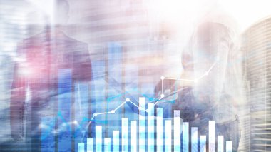 Finansal büyüme grafiği. Satış artışı, pazarlama stratejisi.