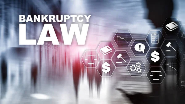 Bankruptcy law concept. Insolvency law. Judicial decision lawyer business concept. Mixed media financial background.