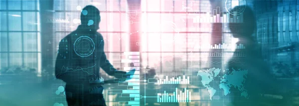 Business intelligence. Diagram, Graph, Stock Trading, Investment dashboard, transparent blurred background. — Stock Photo, Image