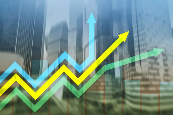 Gráfico de setas de crescimento financeiro. Conceito de investimento e negociação — Fotografia de Stock