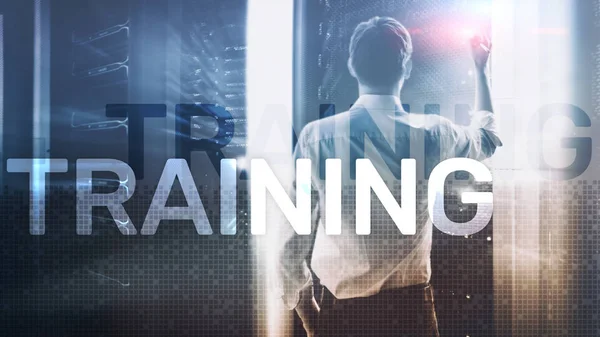 Bedrijfsopleidingsconcept. Training Webinar E-learning. Financiële technologie en communicatieconcept. — Stockfoto