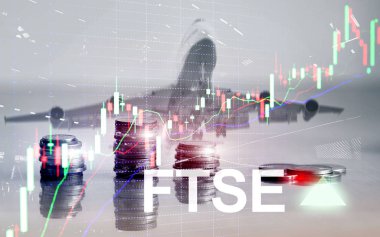 FTSE 100 Financial Times Borsa Endeksi Birleşik Krallık İngiltere Yatırım Ticareti konsepti grafikler ve grafiklerle.