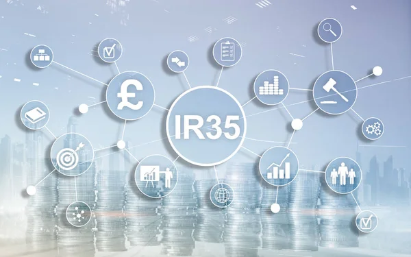 Ir35 Finance concept. Verenigd Koninkrijk fiscaal recht, belastingontwijking — Stockfoto
