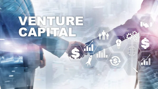 Riskkapital på virtuell skärm. Affärsidé, teknik, Internet och nätverkskoncept. Abstrakt bakgrund. — Stockfoto