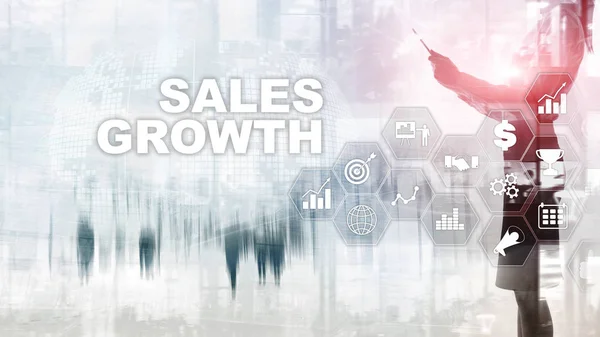 Концепция роста графика. Рост продаж, маркетинговая стратегия. Двойная экспозиция с бизнес-графом — стоковое фото