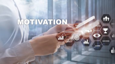 İş öğeleri ile motivasyon kavramı. İş takım. Mali kavramı üzerinde arka plan bulanık. Karışık teknik