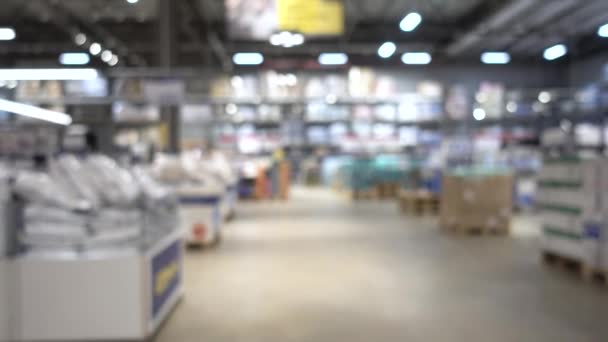 Blurred Supermarket Big mall. Motion shot. — Stock Video