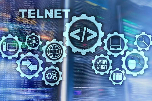 Protocolo Red Teletipo Cliente Terminal Virtual Telnet Concepto Internet Red —  Fotos de Stock