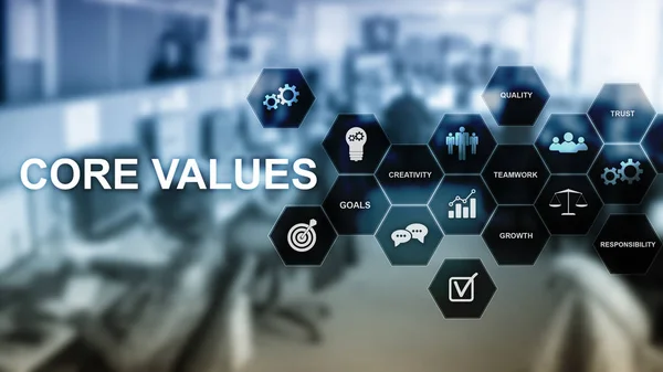 Core values concept on virtual screen. Business and finance solutions.