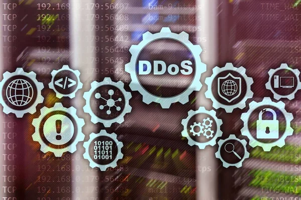 DDoS Cyber Attack. Konceptet teknik, Internet och skyddsnätverk. Server datacenter bakgrund. — Stockfoto