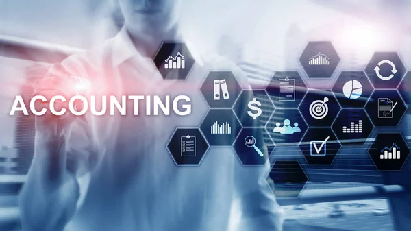 Concepto de contabilidad, negocios y finanzas en pantalla virtual . — Foto de Stock