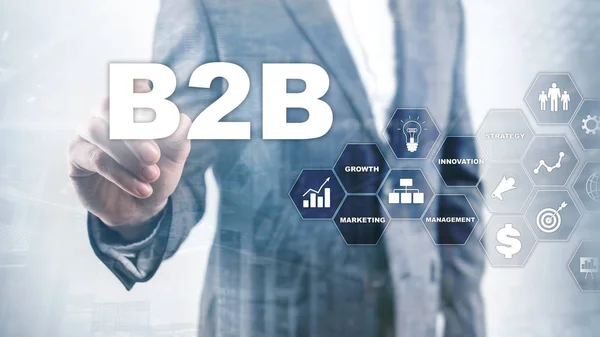 Podnikání obchodní B2b - technologie budoucnosti. Obchodní model. Finanční technologie a komunikační koncept — Stock fotografie