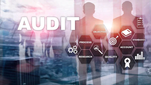 Audit företag och finans konceptet. NALYS finansiella rapporter, analysera avkastning på investeringar. Mixed media abstrakt bakgrund. — Stockfoto