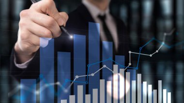 Finansal büyüme grafiği. Satış artışı, pazarlama stratejisi.