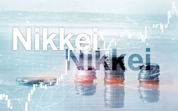 Nikkei 225 Stock Average Index (em inglês). Concepção económica das empresas financeiras. — Fotografia de Stock
