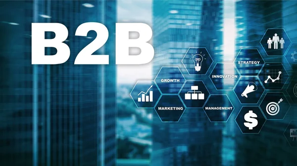 Podnikání obchodní B2b - technologie budoucnosti. Obchodní model. Finanční technologie a komunikační koncept. — Stock fotografie