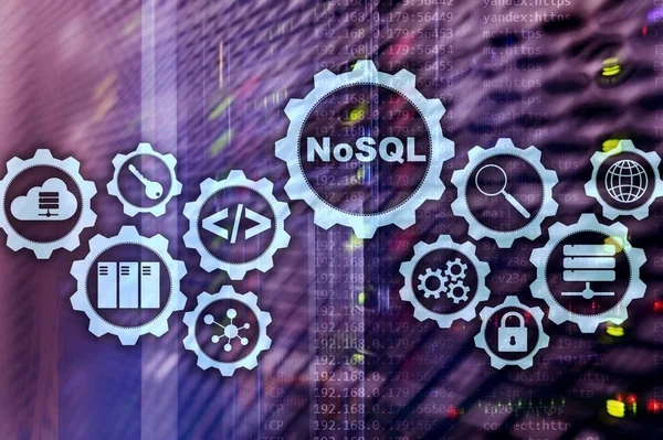 NoSQL. Strukturierte Abfragesprache. Datenbanktechnologiekonzept. Hintergrund Serverraum. — Stockfoto
