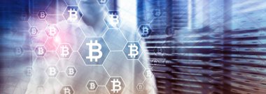 Bitcoin, sunucu Oda zemin üzerine Blockchain kavramı.