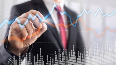Business Financial Trading Investment konsept grafik sanal ekran çift pozlama.