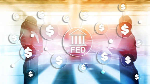 FED sistema de reserva federal EE.UU. sistema financiero bancario concepto de negocio. — Foto de Stock