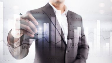 Finansal borsa grafiği şeması işletme finans konsepti çift pozlama karışık ortam.