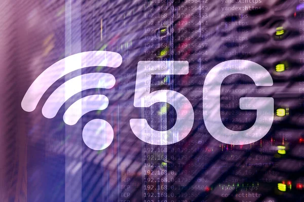 5G Netværk, 5G internetforbindelse koncept i digital baggrund. Smart kommunikationsnetkoncept. - Stock-foto
