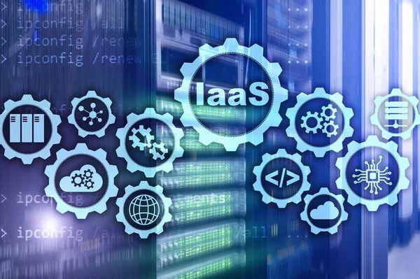 IaaS, Infrastruktur als Dienstleistung. Online-Internet und Netzwerkkonzept. Graphische Symbole auf einem digitalen Bildschirm — Stockfoto