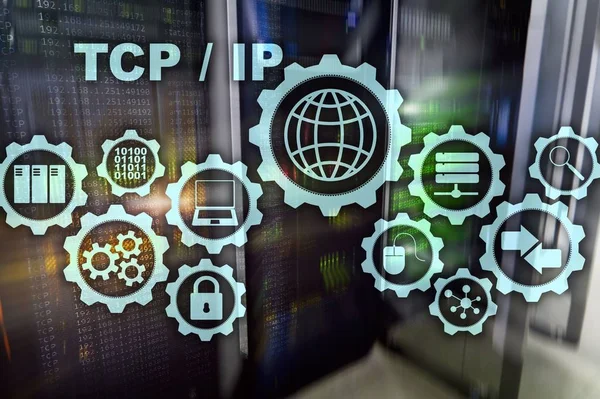 TCP ip ağı. İletişim Kontrol Protokolü. İnternet Teknolojisi kavramı. — Stok fotoğraf