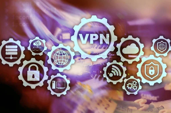 安全なVPN接続。仮想プライベートネットワークまたはインターネットセキュリティの概念. — ストック写真