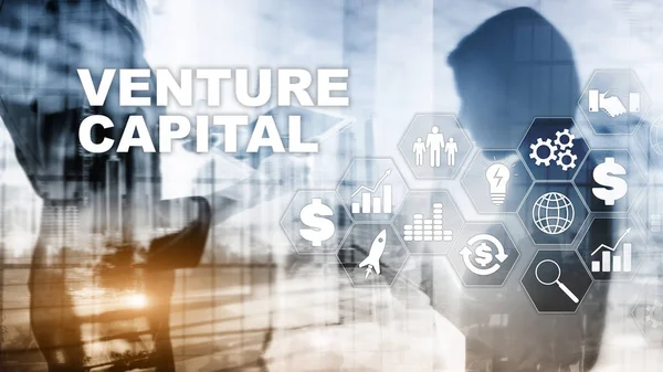 Capital Riesgo Pantalla Virtual Negocios Tecnología Internet Concepto Red Fondo — Foto de Stock