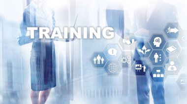 İş eğitimi konsepti. Eğitim Webinar E-öğrenim. Finansal teknoloji ve iletişim konsepti