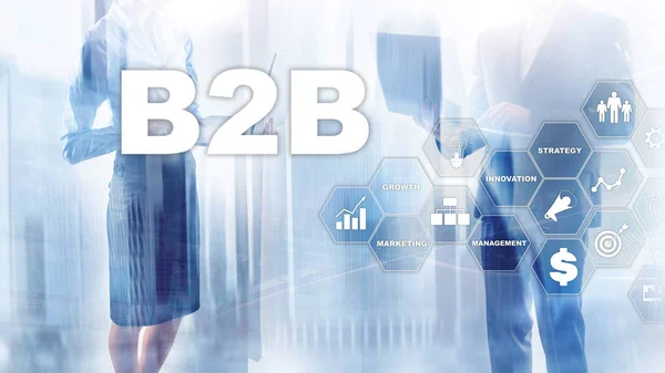 Business to Business b2b - Technologie der Zukunft. Geschäftsmodell. Finanztechnologie und Kommunikationskonzept. — Stockfoto