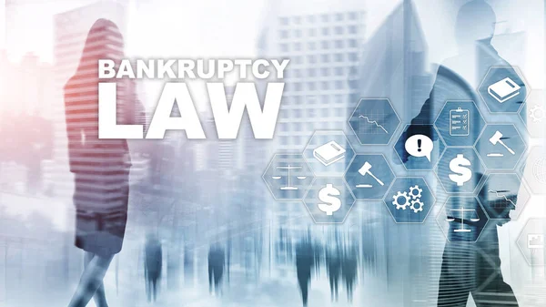 Bankruptcy law concept. Insolvency law. Judicial decision lawyer business concept. Mixed media financial background.